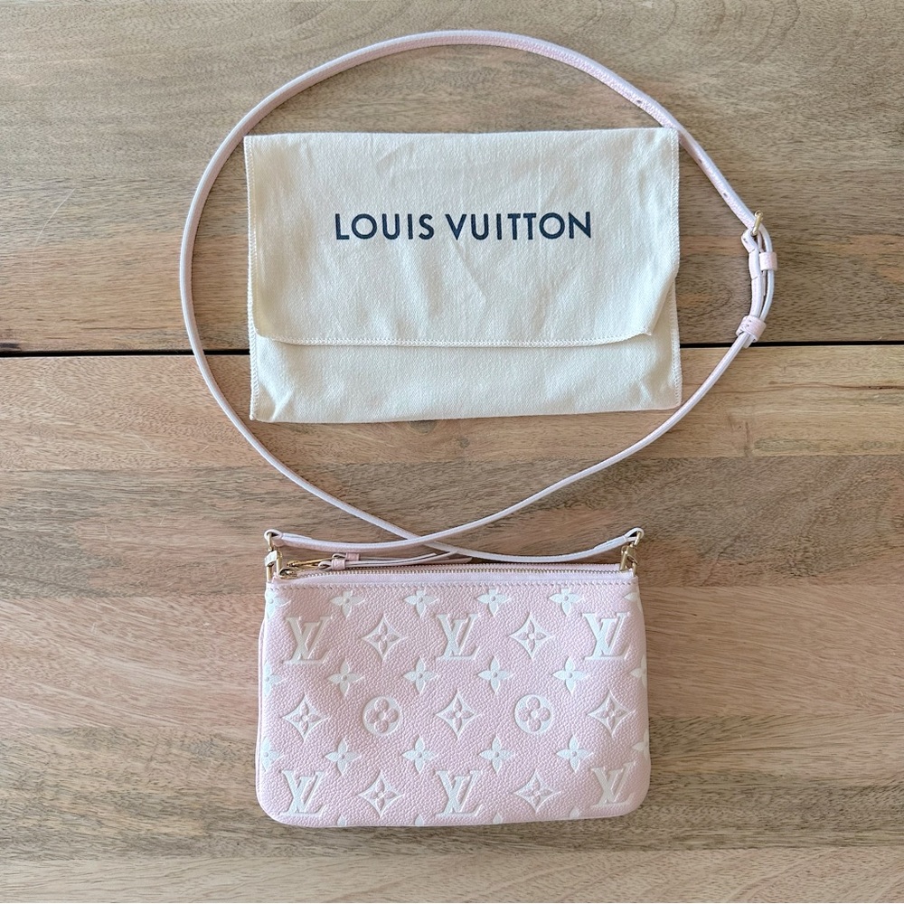 Authentic Louis Vuitton Empreinte Monogram Double Zip Pink Crossbody Pochette